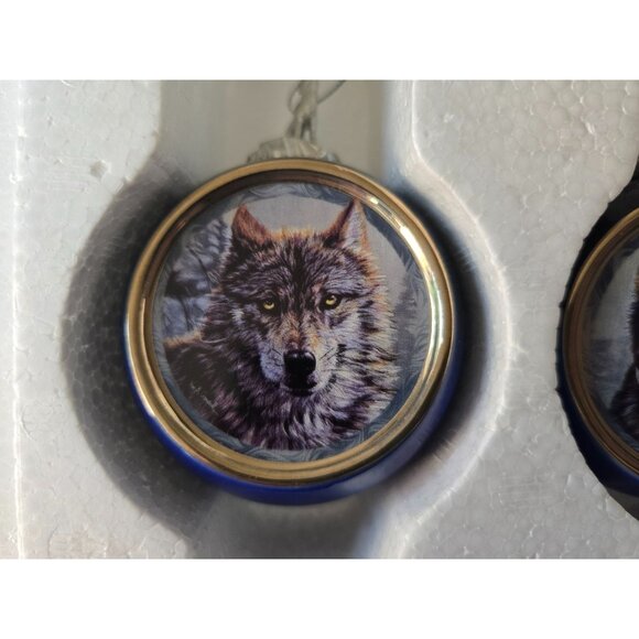 Mystic Spirit Heirloom Porcelain Wolf Ornaments Set Of 3 By The Bradford Edition